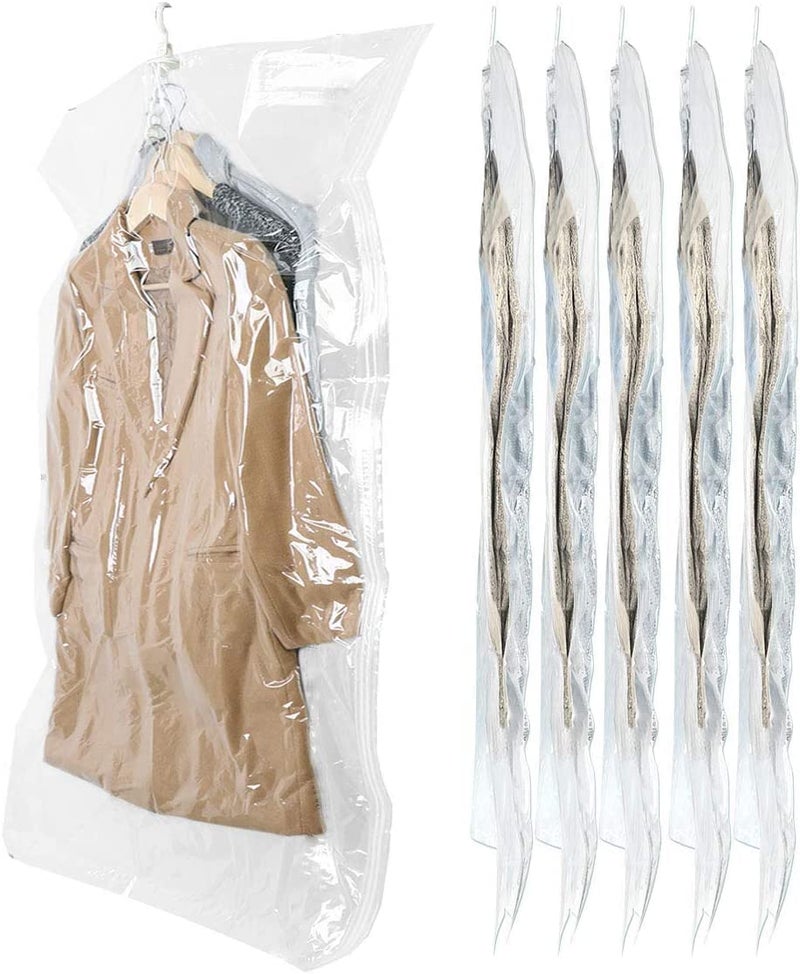 SunHorde Hanging Space Bags Vacuum Storage Bags for Clothes, Dress, Winter Coats, 6 Pack 53.1x27.6 inch, Large Reusable Garment Protector - Image 1